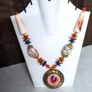 Fancy Orange And brown Necklace
