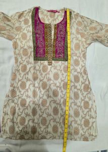 Beautiful Cream &amp; Pink Kurta Set