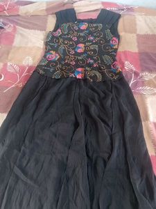 Elegant Embroidered Black Maxi Dress