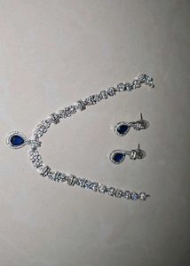 Elegant Sapphire &amp; Diamond Necklace &amp; Earring Set