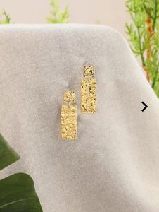 Gold Textured Drop Earrings