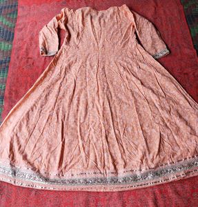 Peach Embroidered Kurta Set with Dupatta