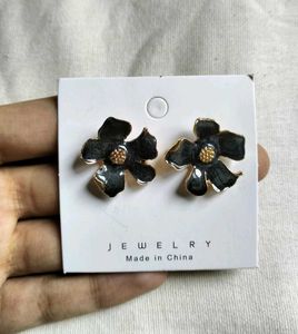 Korean Enamel Flower Earrings