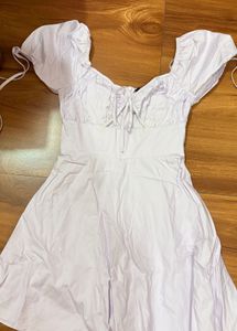 Cute Puff Sleeve Tie-Up Mini Dress
