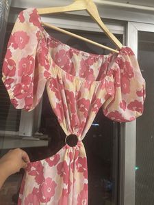 Boho Floral Cut-Out Maxi Dress