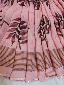 Elegant pink colour Floral Saree with blouse