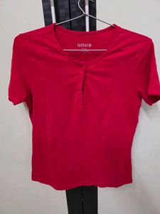 Red Spykar Henley T-Shirt