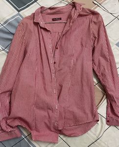 Red Checkered Button-Up Shirt