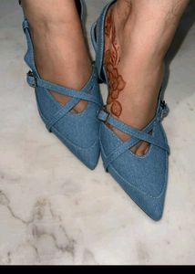 Denim Slingback Heels