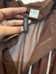 Brown Sheer Button-Up Top