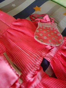Stunning Coral Lehenga Choli Set