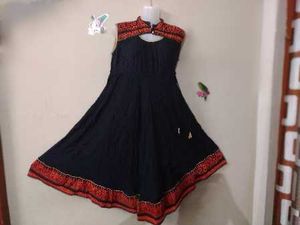 Black Anarkali Gown with orange Embroidery