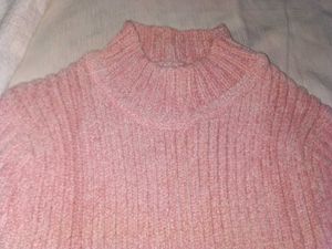 Baby Pink Ribbed High-Neck Sweater 💖