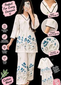 White Floral Print Kurta Set