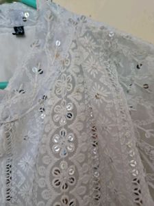 Elegant White Sequined Chikankari Kurta