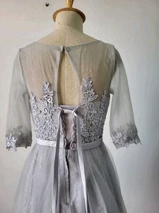 Elegant Grey Lace &amp; Tulle Dress. length 32