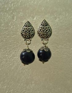 Boho Dark Blue Beaded Earrings - New