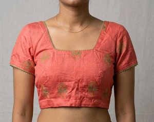 Elegant Coral Embroidered Blouse