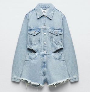 Zara Denim Cutout Romper