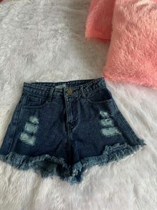Ripped Denim Shorts