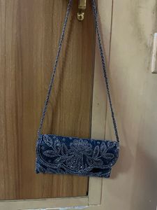 Embellished Blue Clutch Bag