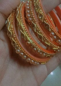 Designer Pearl &amp; Gold Bangles Set