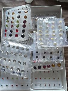 Multi-Color Stud Earrings  ( set of 8)