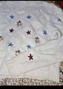 Floral Embroidered Knit Sweater