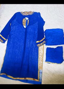 Royal Blue Embellished Kurta Set