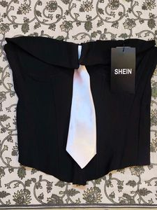 SHEIN Black Corset Top with Tie