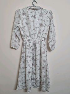 Fit And Flared White Floral Dress