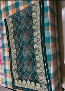 Elegant PistaGreen Anarkali with Embellished Neck
