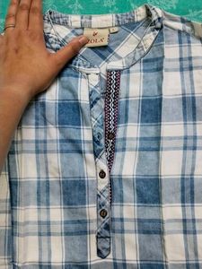 Blue Plaid Tunic Top