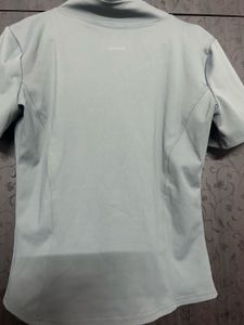 Grey Zip-Up Short Sleeve Top