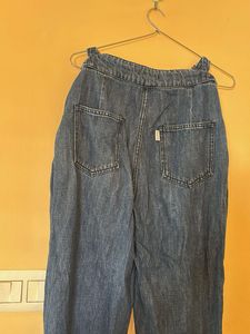 High-Waisted Denim Pants with Belt Detail