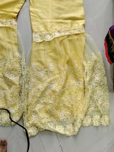 Beautiful Yellow Embroidered Kurta with plazzo and