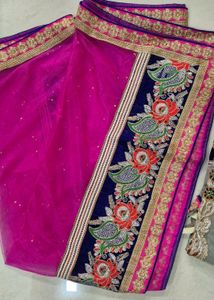 Gray Pink And Blue Combination Lahenga