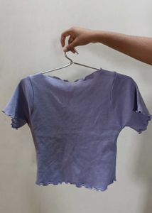 Lavender Ribbed Ruched Crop Top | Soft Stretch | T