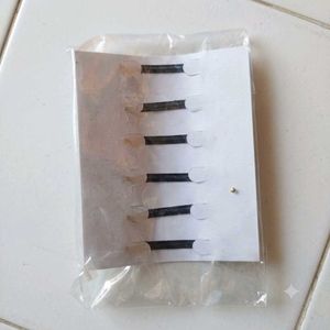 Set of 6 Black Hair Clips with Rhinestones