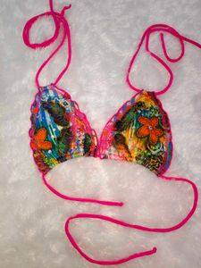 Boho Floral Print Bikini Top