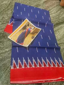 Beautiful Blue mul-mul cotton Saree