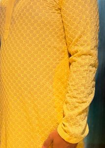 Men's Yellow Embroidered Kurta