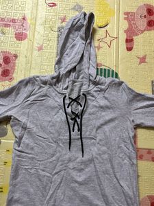 Grey Hoodie with Black Graphic