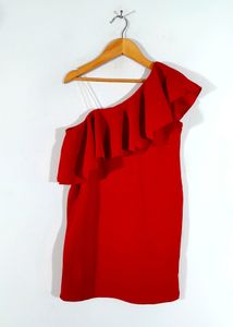 Red One Shoulder Dress For Girl's