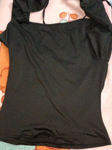 Chic Black Lace Trim Top