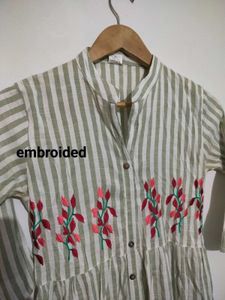 Striped Embroidered Dress