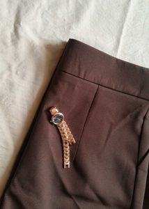 Dark brown straight formal pants