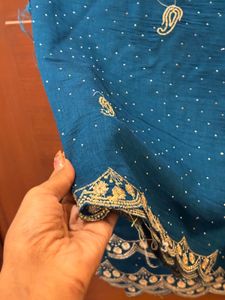 Elegant Teal Embellished blouse piece