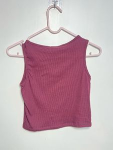 Maroon Graphic Print Cropped Tank Top