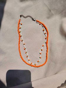 Beaded Layered Necklace🩷🧡🤍💚